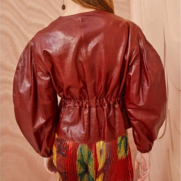 Ulla Johnson Briar Leather Jacket in Mahogany S - Picture 3 of 16